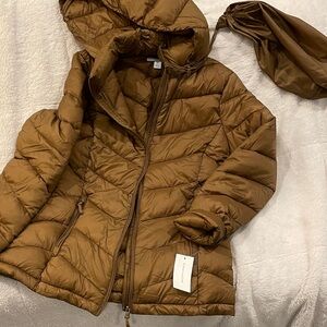 Brown Puffer Jacket with Hood